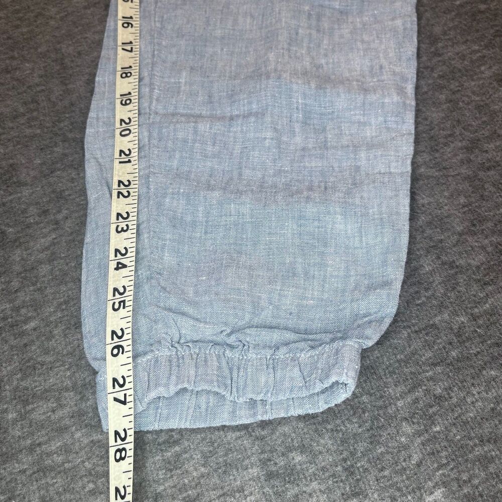 Athleta Cabo Linen Jogger Pants 10 Blue Drawstring Beach Coastal Resort Vacay - Picture 8 of 15